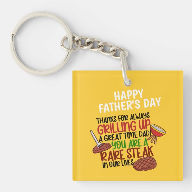 Personalised Funny Grill Chef Daddy Key Ring (Front)