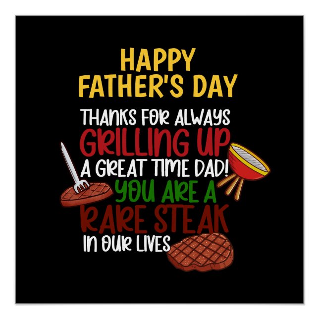 Personalised Funny Grill Chef Daddy Poster (Front)