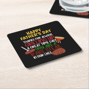 Personalised Funny Grill Chef Daddy Square Paper Coaster