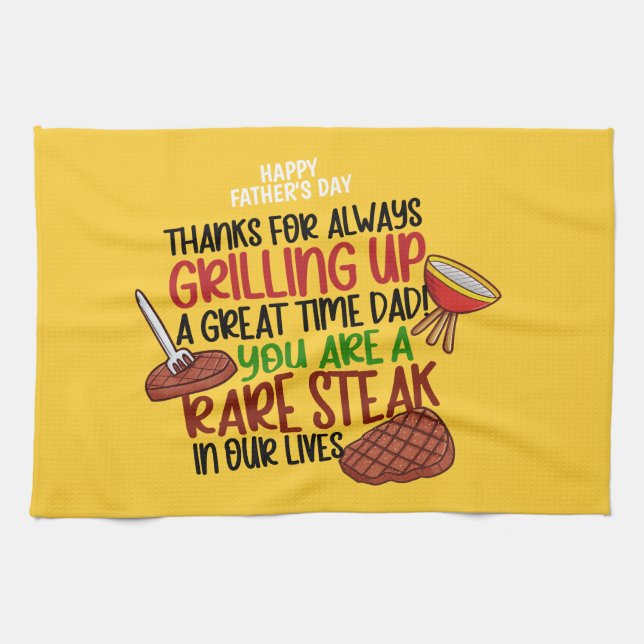 Personalised Funny Grill Chef Daddy Tea Towel (Horizontal)