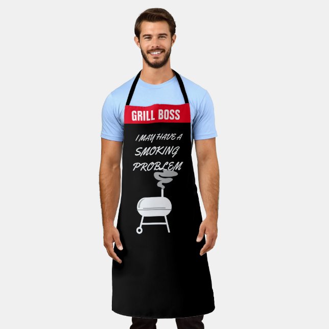 Personalised Funny Grill Quotes BBQ Sayings Slogan Apron (Worn)
