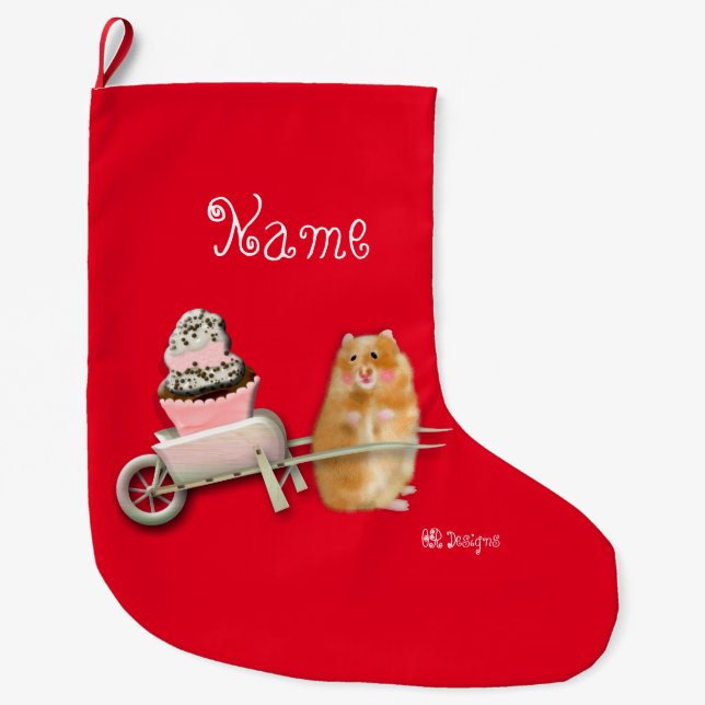 Personalised funny hamster Christmas Stocking (Front)