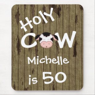 Personalised Funny Holy Cow 50th Birthday Humourou Mouse Mat