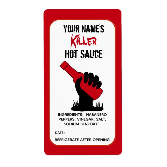 Personalised Funny Hot Sauce Labels Zombie Killer (Front)