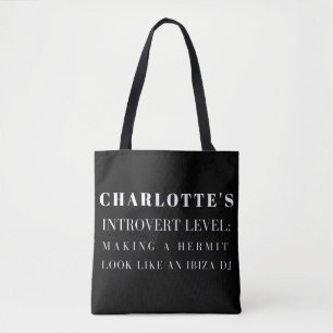 Personalised Funny Introvert Quote Custom Name Tot Tote Bag