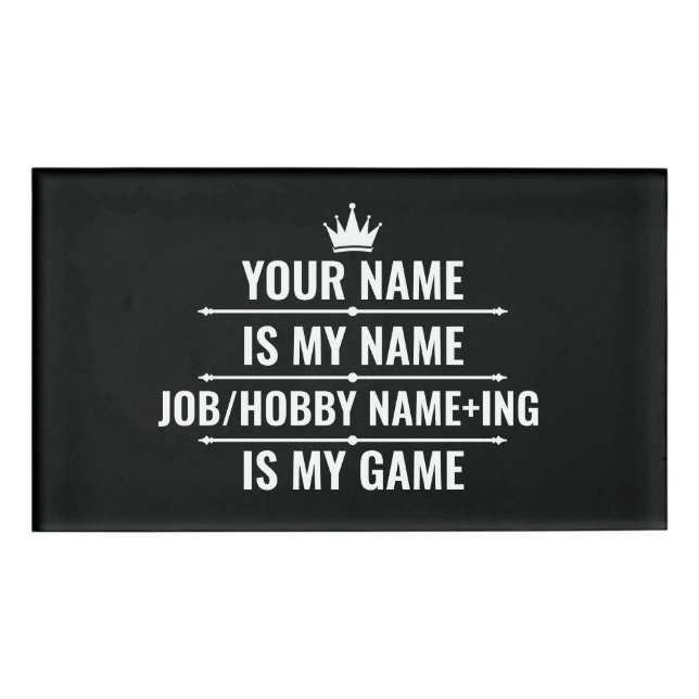 Personalised Funny Job and Hobby Name Tag (Front)