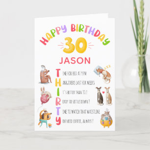 Personalised Funny Jokes Happy 30th Birthday Card