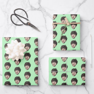 Personalised Funny Lime Green Custom Face Photo Wrapping Paper Sheet