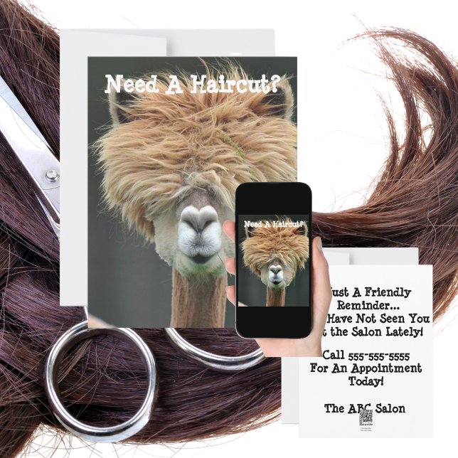 Personalised Funny Llama Hair Stylist Salon  Holiday Card (Creator Uploaded)