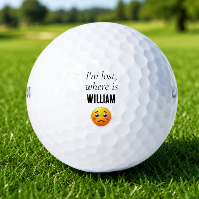 Personalised Funny Lost Golf Balls (funny emoji personalized golf ball gag gift with custom name )