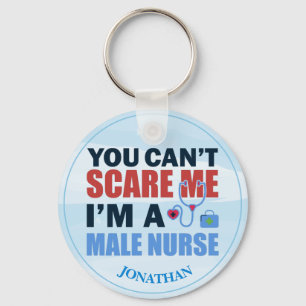 Personalised Funny Male Nurse Blue Keychain