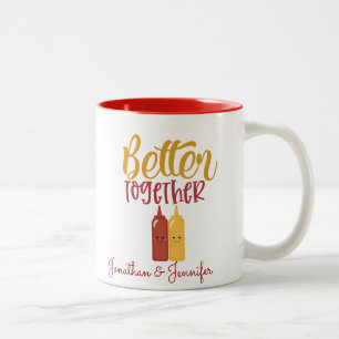 Personalised Funny Mustard Ketchup Couple Two-Tone Coffee Mug