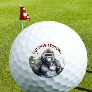 Personalised Funny Novelty Gorilla Putting Lessons Golf Balls