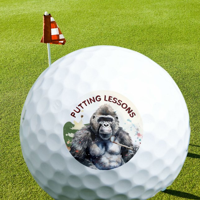 Personalised Funny Novelty Gorilla Putting Lessons Golf Balls (Creator Uploaded)