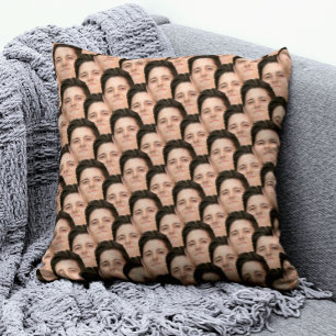 Personalised Funny Overlapping Face Photo Accent Cushion