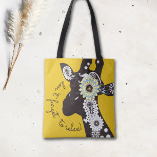Personalised Funny Paisley Giraffe Boho Relaxing Tote Bag