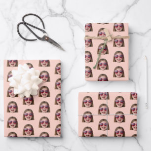 Personalised Funny Peach Custom Face Photo Wrapping Paper Sheet