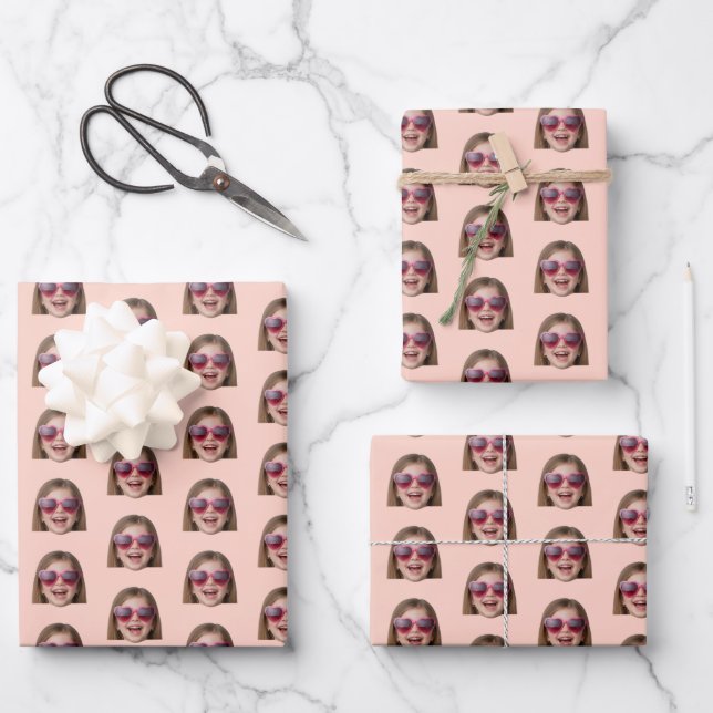 Personalised Funny Peach Custom Face Photo Wrapping Paper Sheet (Front)