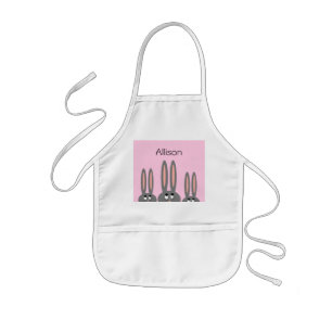Personalised Funny Peeping Easter Bunnies Pink Kids Apron