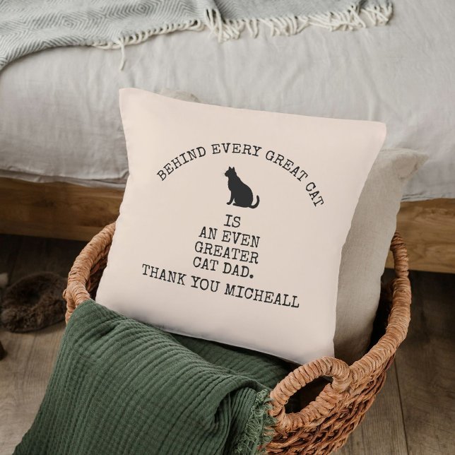 Personalised Funny Pet Cat Quote Cute Gift For Dad Cushion (Creator Uploaded)
