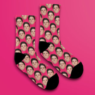 Personalised Funny Photo Face Socks - Hot Pink