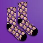 Personalised Funny Photo Face Socks - Purple<br><div class="desc">Make funny socks covered in your face or a friends with this easy to use template. simply upload a cutout of the face or object you with to use with a transparent background, and voila! make sure to crop the image as tightly to the face/object as you can. if you...</div>