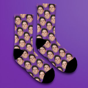 Personalised Funny Photo Face Socks - Purple