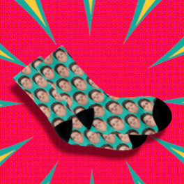 Personalised Funny Photo Face Socks - Turquoise