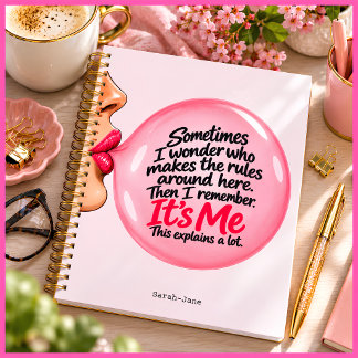 Personalised Funny Pink Bubble Gum Quote Retro Planner