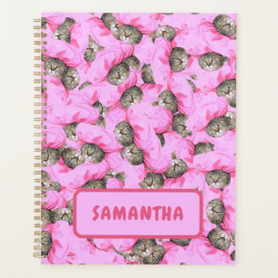 Personalised Funny Pink Cat Pattern Planner