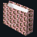 Personalised Funny Pink Custom Face Photo Girly Large Gift Bag<br><div class="desc">A funny personalised gift bag with your custom face photo. This custom face gift bag design is a beautiful way to personalised your gifts and presents. Funny and cute custom face gift bag with pink background. Customise the face and make your own funny face gift bag.</div>