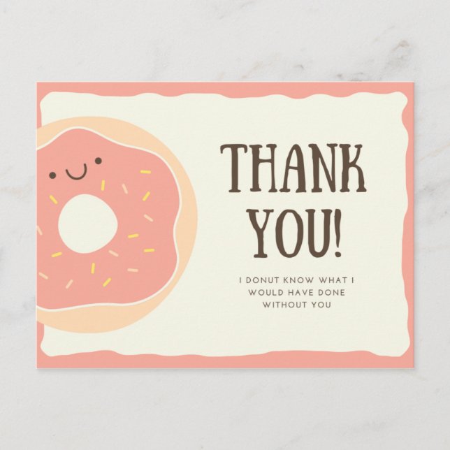 Personalised - Funny Pink Doughnut Dessert Thank Y Postcard (Front)