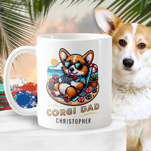 Personalised Funny Poker Player Corgi Dog Dad Coffee Mug