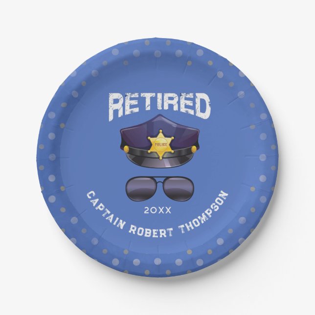 Personalised Funny Police Retirement Party Paper Plate (Front)