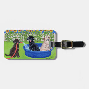 Personalised Funny Pool Party Labradors Luggage Tag