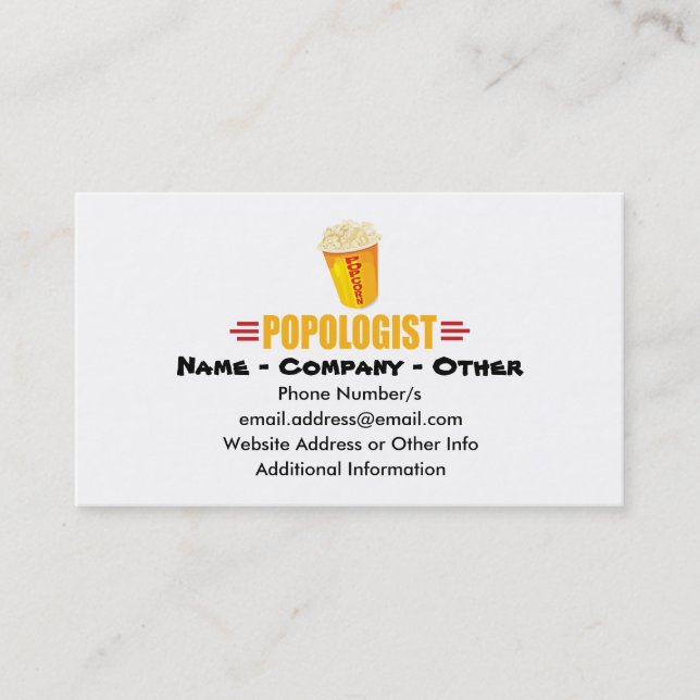 Personalised Funny Popcorn Business Card (Front)