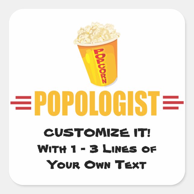 Personalised Funny Popcorn Square Sticker (Front)
