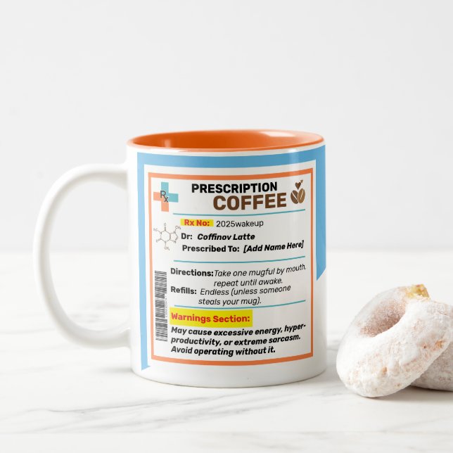 Personalised Funny Prescription Coffee Mug  (With Donut)