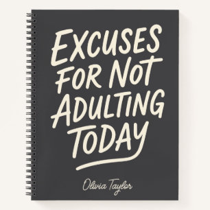 Personalised Funny Procrastination Adulting Quote Notebook