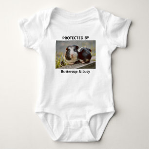 Personalised Funny Protected By Pet Photo Baby Bodysuit