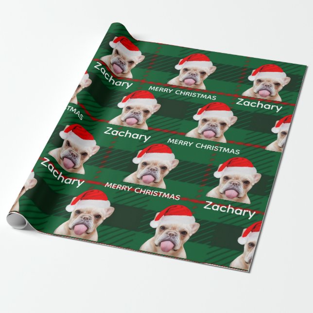 Personalised Funny Pug Name Merry Christmas  Wrapping Paper (Unrolled)
