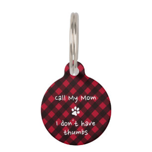 Personalised Funny Red Buffalo Plaid Puppy Dog Pet Tag