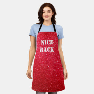 Personalised Funny Red Glitter "Nice Rack" Apron