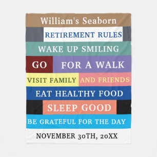 Personalised Funny Retirement Rules Humour  Fleece Blanket