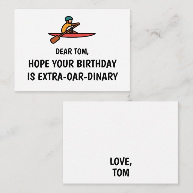 Personalised Funny Rowing Happy Birthday card (Front/Back)