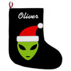 Personalised funny santa alien Christmas stocking