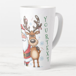 Personalised Funny Santa and Reindeer Christmas Latte Mug
