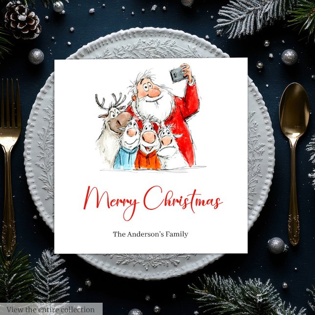 Personalised Funny Santa Christmas Dinner Napkins (Personalized Funny Santa Christmas Dinner Napkins)