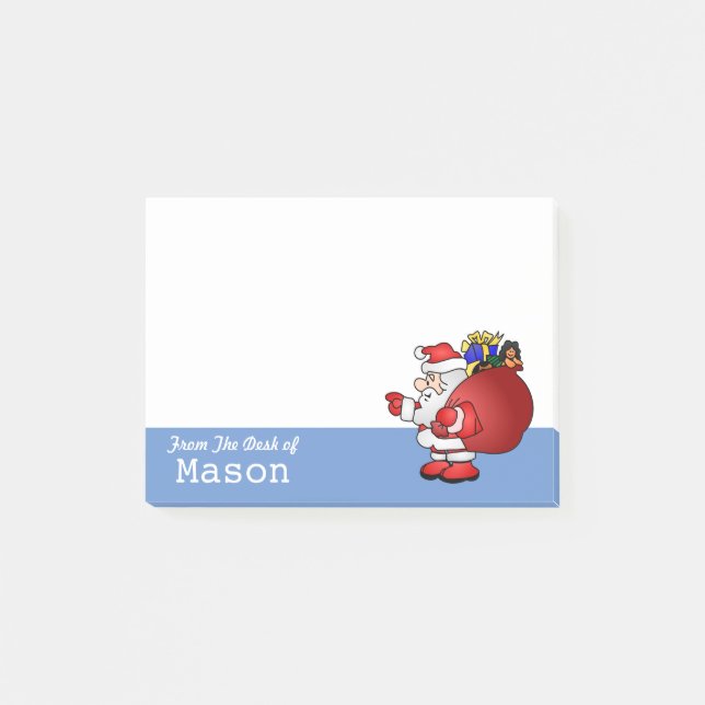 Personalised Funny Santa with Gifts Post-it Notes (Front)