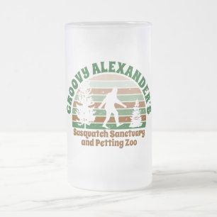 Personalised Funny Sasquatch Sanctuary Frosted Glass Beer Mug